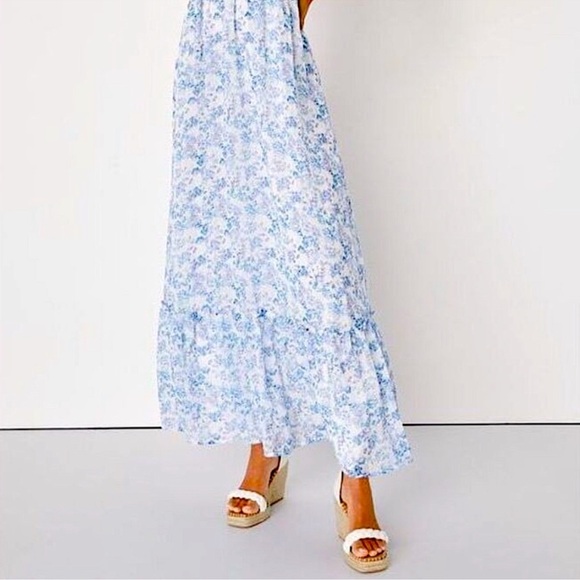 Lulu's My Love Story White Floral Print Tie-Back Maxi Dress boho cottage size M - Picture 4 of 11